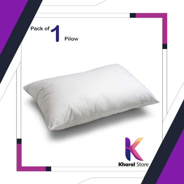 White Pillow filled with Multi-Colored Polyester of Ball Fiber {Soft & Light Weight Pillow} Standard Size "17 x 27"