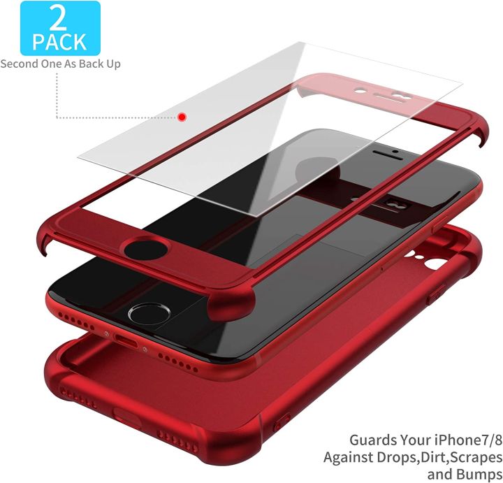 Phone%20Case%20For%20IPHONE%207%20Front%20and%20Back%20Case%20360%20Mobile%20Cover%20With%20Glass%20Protector%20-%20Red%20-%20Image%204
