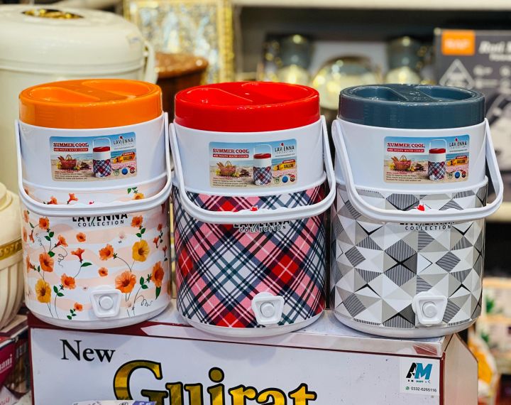 Water cooler 4.5 liter , plastic water cooler printed body , traveling cooler, imported water cooler, ice box multiple colours