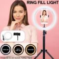 26cm Ringlight with Full Size 7ft Tripod Stand & Mobile Holder | Best Makeup LED Selfie Light for TikTok, YouTube, Videography & Photography | Dimmable USB Ring Light for Studio Lighting. 