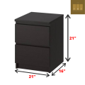 ST-002 - Oak Wood Handleless Night Stand 2 Drawers Black and White Polish Finish Chest Of Drawer Bedroom Side Table. 