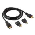 Hdmi Cable Kit 3 In 1 Hdmi Mini + Hdmi Micro 1,5mm Full 1080p. 