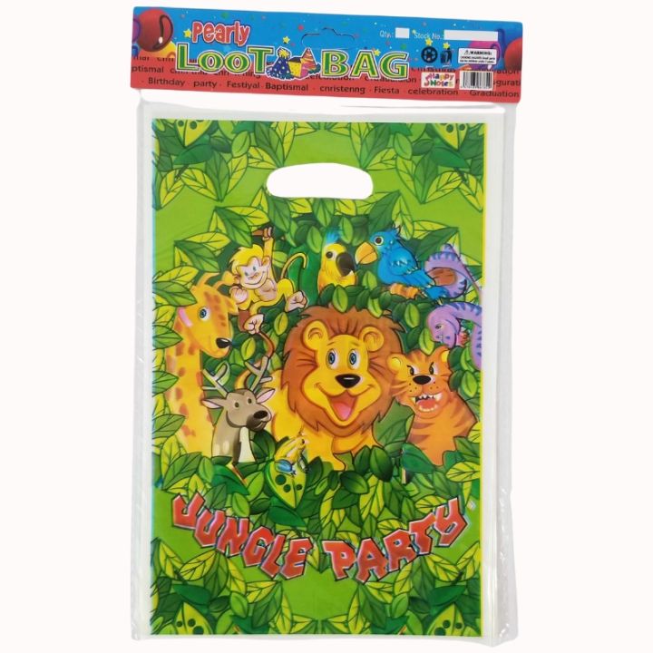 Jungle%20Goody%20Bags%20-%2010%20x%206%20Inch%20-%20Gift%20Bags%20-%20Jungle%20Themed%20Party%20-%20Green%20-%20Unisex%20-%20Pack%20Of%2010%20-%20Image%203