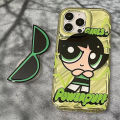 100% Quality+COD Cartoon The Powerpuff Girls Phone Case with Sunglasses Stand Cute for iphone cover for 14 13 12 11 Pro Max X XR Xs Max cellphone casing boutique case. 