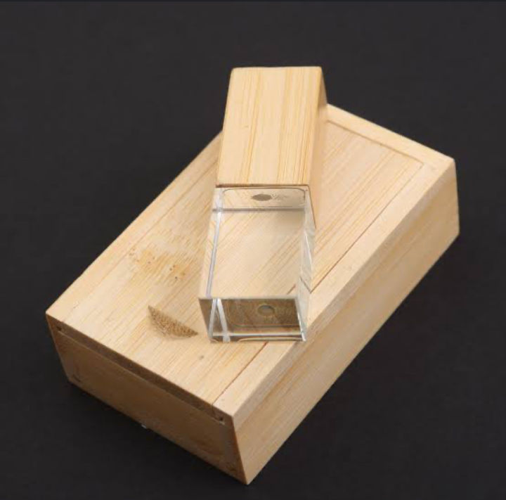 32GB USB 2.0 Flash Drive Novelty Wood Crystal Transparent Pen Drive LED Light Memory Stick Thumb Drives Data Storage Pendrive Gifts (32 GB, Crystal & Wood)
