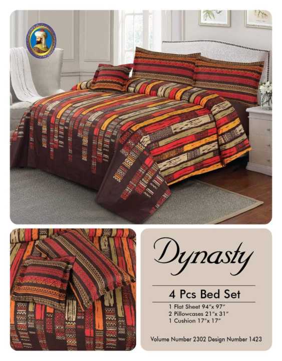 Dynasty 3-Piece Premium Cotton King Size Bedsheet with Pillow Covers main image 0