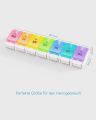 Eono 7 Day Pill Organizer Box 7 Compartments Medicine Box BPA Free for Vitamin, Fish Oil Tablets, Medicines or Additives (German Days of Week). 