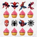 Spiderman Theme Cupcake Toppers Pack of 12 Perfect for Birthday Party Celebration & cake Decoration Supplies. 