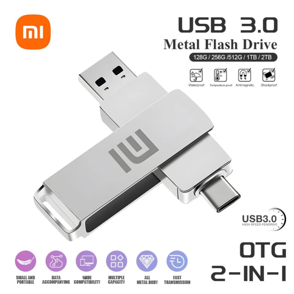 Xiaomi 16TB 3.0 Usb Flash Drive Metal De Alta Velocidade Pen 2TB 512GB À Prova Dwaterproof Água
