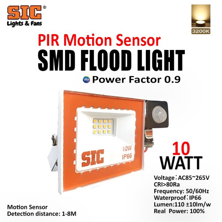 SIC 10W Motion Sensor LED Flood Light – IP66 Waterproof Outdoor Light ...