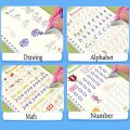 Children's Magic book,  Practice Copybook Set - Reusable Handwriting 4 Magic Books Set for Kids with Writing and Calligraphy - Includes 1 Magic Pen, 10 Refills, and 1 Grip. 