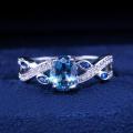 Silver Plating Blue Zircon Diamond Rings for Girls Women - SS-HS-B2808. 
