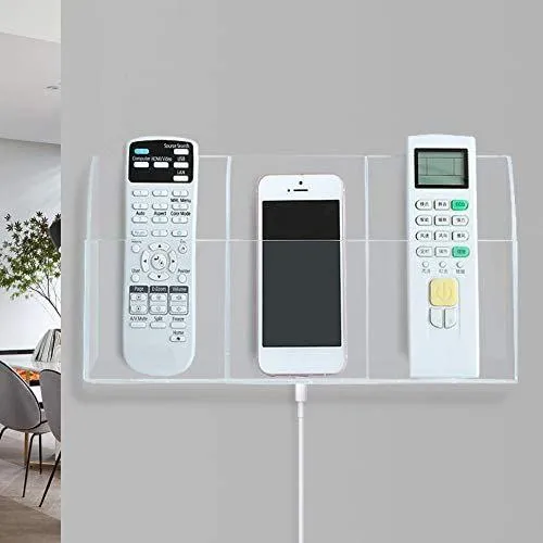 Transparent%20Acrylic%20Wall%20Mount%20Mobile%20Phone%20Charging%20Holder%20Stand%20AC%20Remote%20Holder%201/2/3/%20Campartments%20-%20Image%202
