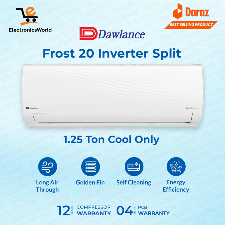 Dawlance  Inverter Split AC Frost 20 ( Cool Only)-1.25 Ton(14000 BTU )- FULL DC Inverter | Latest Model-12 Years Compressor Warranty