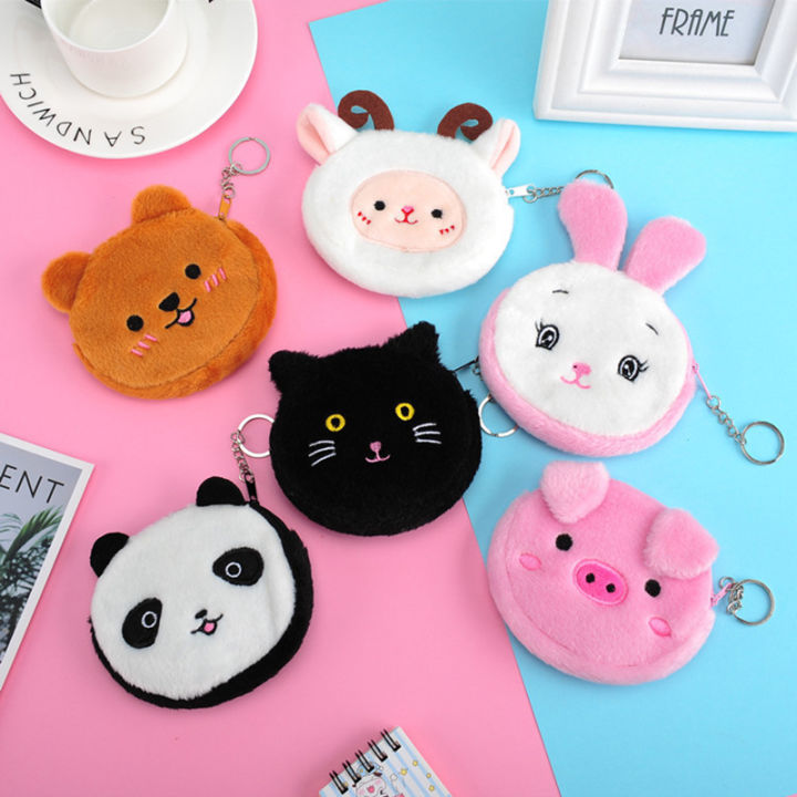 Cute Plush Coin Purse Panda Animal Coin Purse Zipper Coin Purse USB Wired Headset Mini Bag Key Bag Children's Birthday Gift Eatop