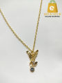 Golden Stainless Steel Eagle Pendant With Silver Stone/Necklace for Women/Girls. 
