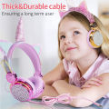 Cartoon Unicorn Wired Headphone Girls Daughter Music Stereo Earphone Computer Phone Headset Kids Gift Cute Unicorn With Mic. 