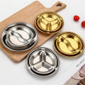Stainless Steel Stainless Steel Circular Partition Plate  Multigrid Multi Color Korean Barbecue Dipping Plate Thickened Golden Sauce Plate for Barbecue Parties Buffets Restaurants Home Cooking Snack. 