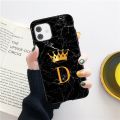 Soft Silicone Black Marble Crown Letter Fashion Phone Case For iPhone 11 12 Pro Max 12 Mini Shockproof Case Soft TPU Back Cover. 
