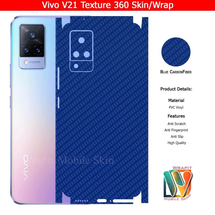 Vivo V21 Skin / Wrap 360 Protection Carbon fiber/ Matte/ Transparent/ Leather Back And Sides Included Camera Skin