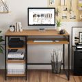 Computer Table with 3 Tier Bottom Storage & Keyboard Tray -Modern Tabletop Office Desk. 