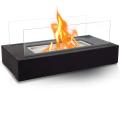 Firefriend DF6500 Biofireplace with Stainless Steel Burner,Glass Panels,Flame Extinguisher,Rectangular,Bioethanol Black. 