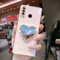 For Huawei P30 Lite Cover with Makeup Mirror Shiny Plating Square Bumper Girls Phone Case Soft TPU Silicone Shockproof Protective Back Cover. 