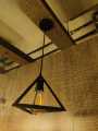 Triangle Lamp Indoor Unique Geometric Vintage Styled Bulb Fixture Hanging Ceiling Warm Shade Black Aluminum Body Triangle Shaped Pendant Light. 