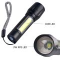 Torch Mini LED Torch Micro USB Charging with Cable and Case USB Charging Powerful Flashlight 3800LM XPE COB Small Rechargeable Torch Flash Light Zoomable Led Torch. 