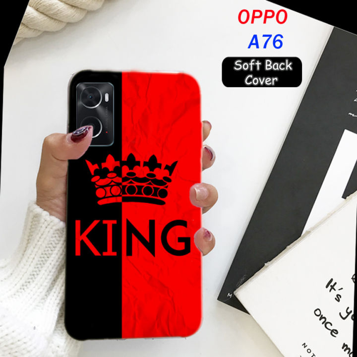 Oppo A76 Back Cover Boys - King Style Mobile Back Cover Pouch - Airbag Case Anti Shockproof Phone Case - Red
