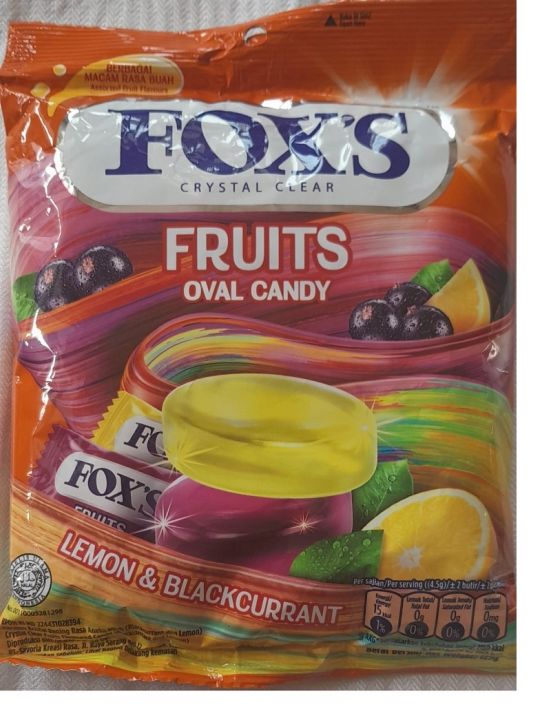 Fox's Crystal Clear Fruits Oval Candy Lemon & Blackcurrant 125gm (Imported)