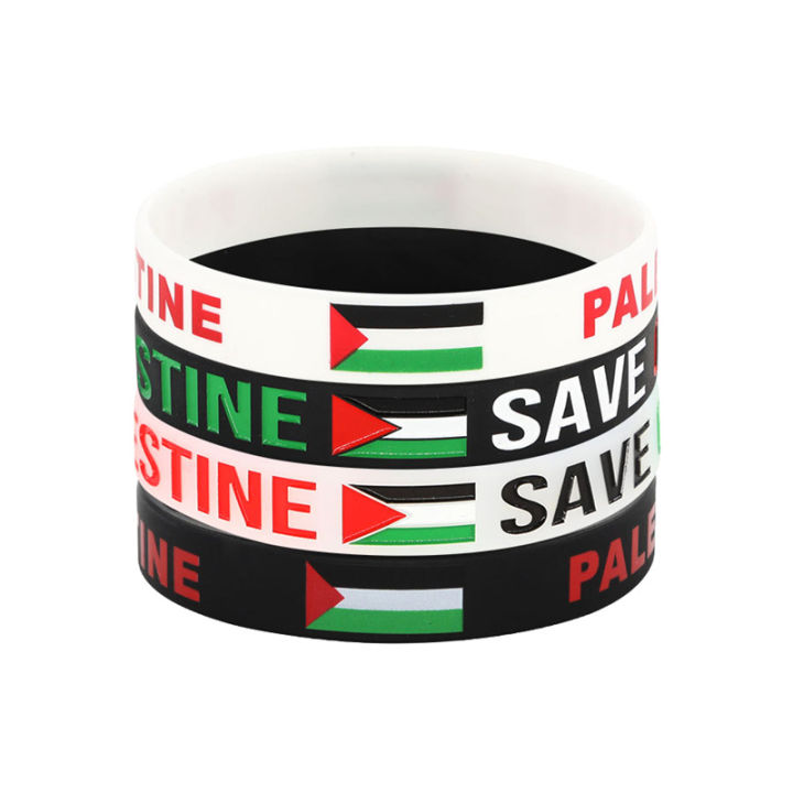 2Pcs Palestine Flag Silicone Bracelet Sports Game Wristbands National Wrist Strap For Men Women Fashion Personality Accessories