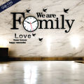 Gift City Presents We are Family with Birds Wooden Wall Clock for Home and Offices, 3D Design Self Adhesive. 