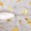 QS Decorative Super Soft Square Faux  with Gold Feathers Gilding Leaves Cushion Covers Cases Soft Fuzzy Cute Pillowcase for Couch Sofa Bed, 12x20 Inch | QS Bedding. 