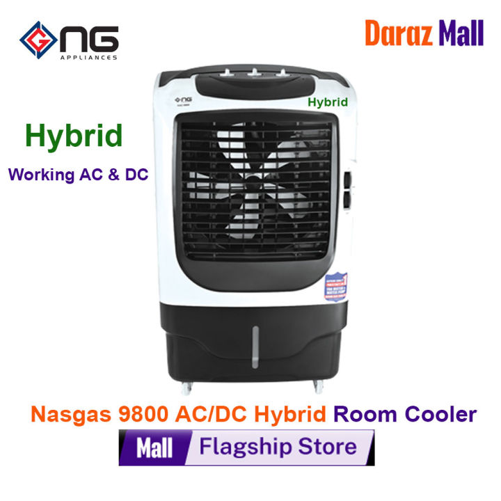 Nasgas AC DC Hybrid Room Cooler Model NAC-9800 Cooling Box (For Re-Freezable Ice Packs Evaporative Cooling Pad
