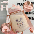 Bocaiya water cup female super large capacity 1000ml with straw sports plastic cup summer large cute water bottle. 