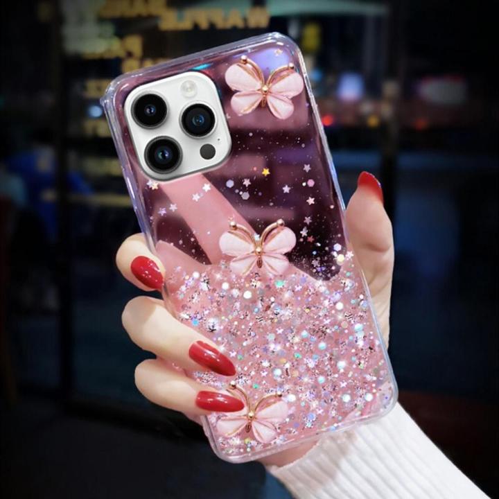 For iPhone 13 Pro Max Back Cover Luxury 3D Shiny Rhinestone