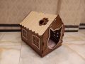 Cat house Wooden Single Story light brown model. 