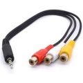 3.5mm Mini AV Male To 3 RCA Female Audio Video Cable Stereo Jack Adapter Cord. 