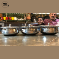 Serving Handi | Premium Stainless Steel Serving Handi | Available in All Sizes | Food-Grade Mathar Designed Handi with Steel Lid | Hammered/Naqshi/Modern Design. 
