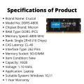 Crucial DDR5 RAM for Laptop 16GB 4800MHz 1.1V CL40 262-Pin For Notebook Module SO-DIMM. 