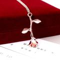 Elegant Wedding Engagement Lady Rose Flower Charm Chain Pendant Necklace Jewelry. 
