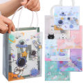 Portable Children's Birthday Gift Bag Cartoon Cute Transparent Handbag Plastic Packaging Bags Children's Day Random Pattern 1Pcs. 