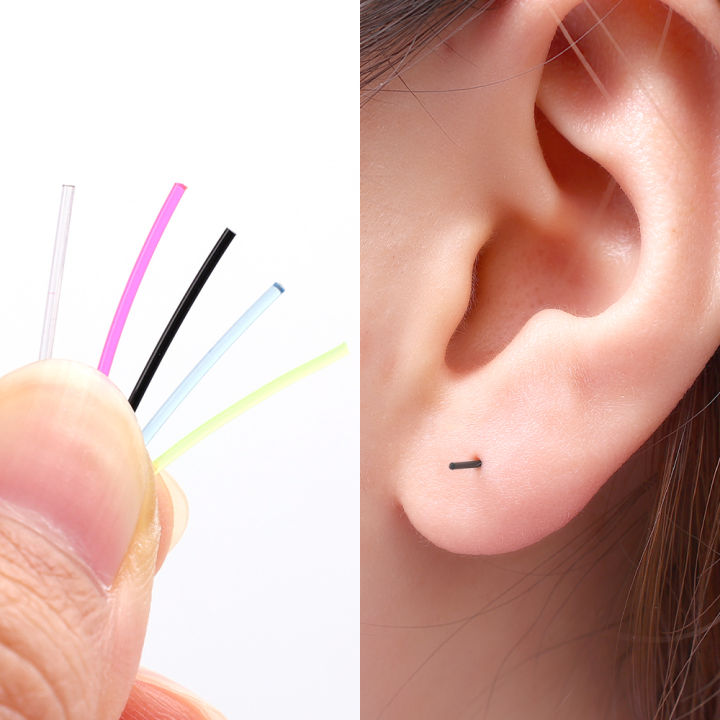 20Pcs/Bag Mini Plastic Ear Studs Transparent Ear Stick Anti Allergy Plastic Earhole Maintenance Needling Jewelry Earrings For Women Men