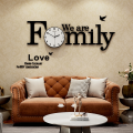 We are Family with Birds Creative 3D DIY Wooden Wall Clock Quartz Watch Laser Cut Design Decoration Piece for Home Decor and Living Room and for Gift Items & Offices. 