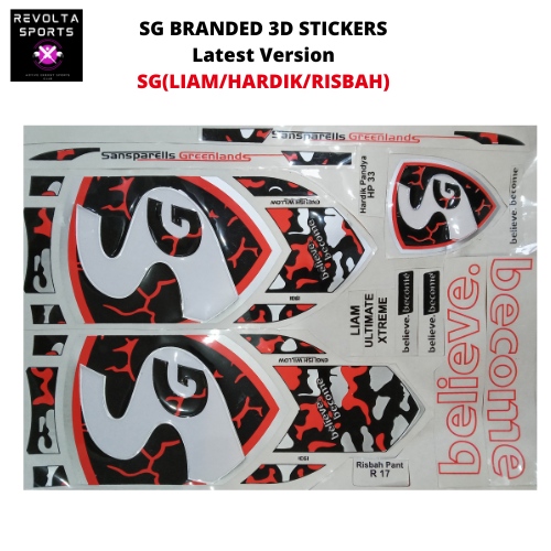 Latest Version SG RED Cricket Bat Sticker | Branded Quality SG 3D Embossed Cricket Bat Sticker | 2023 Latest SG Players Edition Cricket Bats 3D Stickers