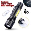 USB Rechargeable Waterproof Zoomable LED Flashlight Torch Tial Clip - Flashlight Rechargeable Telescopic Zoom Torch Mini LED Light & Cable. 