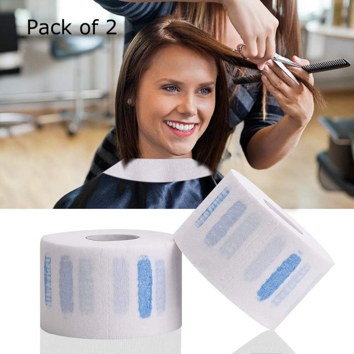 Neck Strips, Hairdressing Stretchy Wrap & Neck Paper Tissue Roll for Salon Haircut Styling Spa Massage Makeup (White), Pack of 2 Disposable Waterproof Hair Neck Barber Paper Rolls