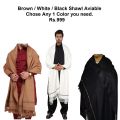 Woolen Shawls Kashmiri Dhussa & Pashmina Wool Shawl For Men Brown, Black, White. 