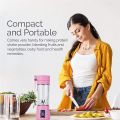 Portable Electric Juicer USB Rechargeable Mini Portable Juicer Blender with 6 Blades - Personal Size Power Mixer for Fresh Fruits, Shakes, and Smoothies - Food Grade 380ml Water Bottle - Ideal for Gym, Outdoor Use. 
